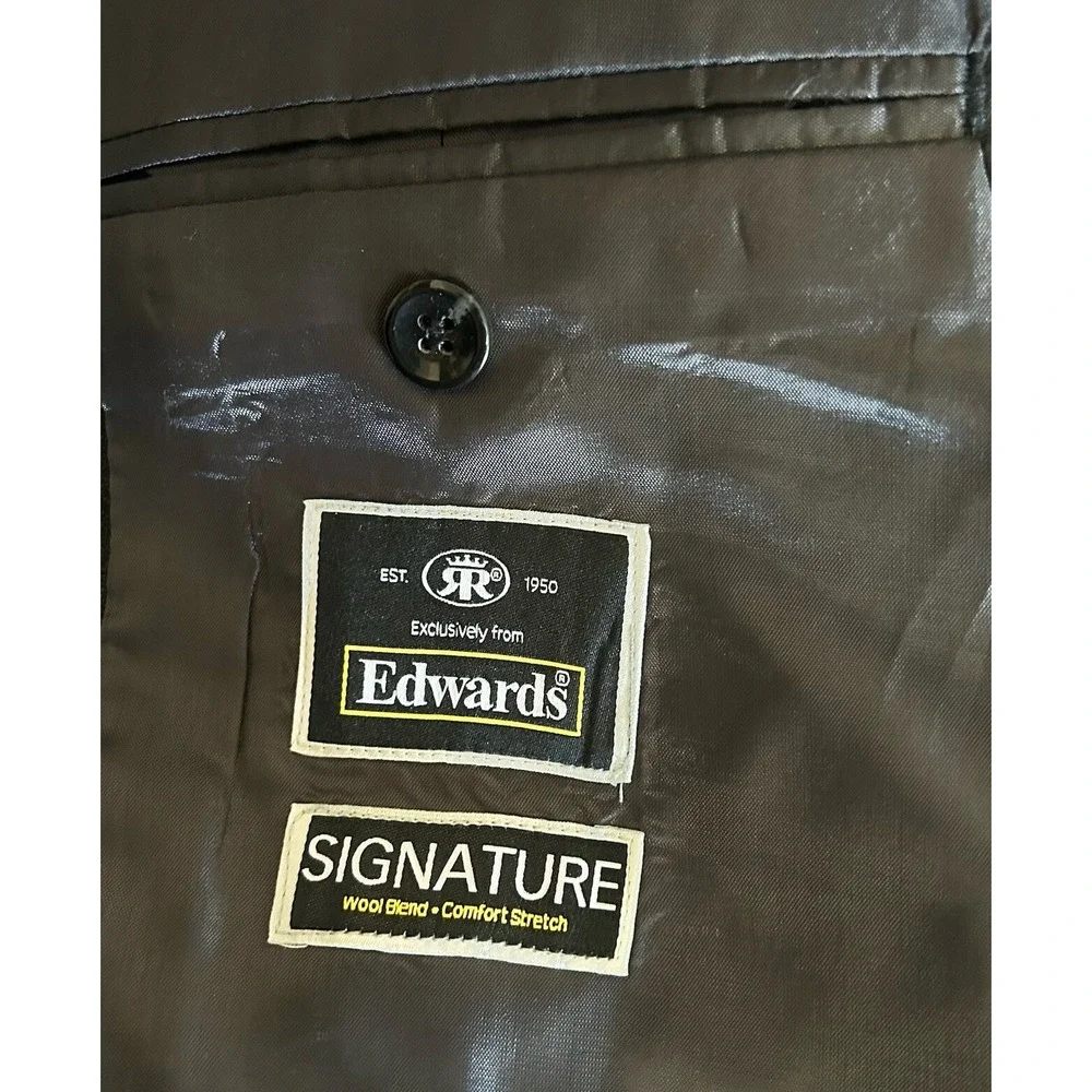 Edward Men's New 50R Charcoal Redwood and Ross Signature Suit Jacket
